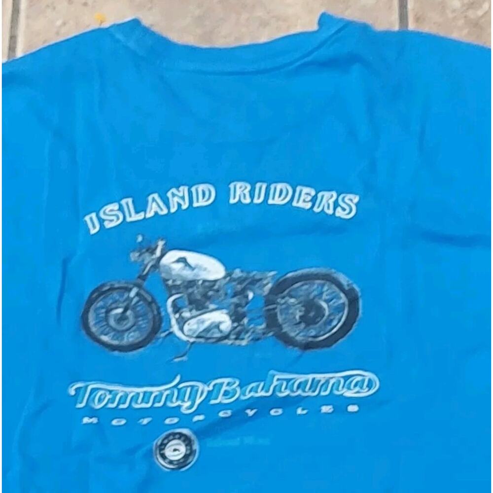 Tommy Bahama Relax Shirt Men's XXL Blue Island Riders Motorcycle Graphic Print